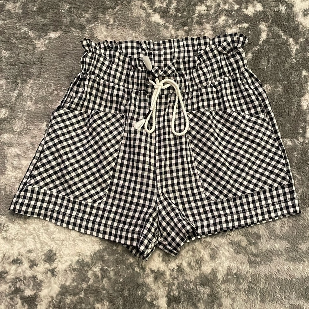 BAN JARA Small Black and White Gingham Paperbag Shorts PERFECT CONDITION